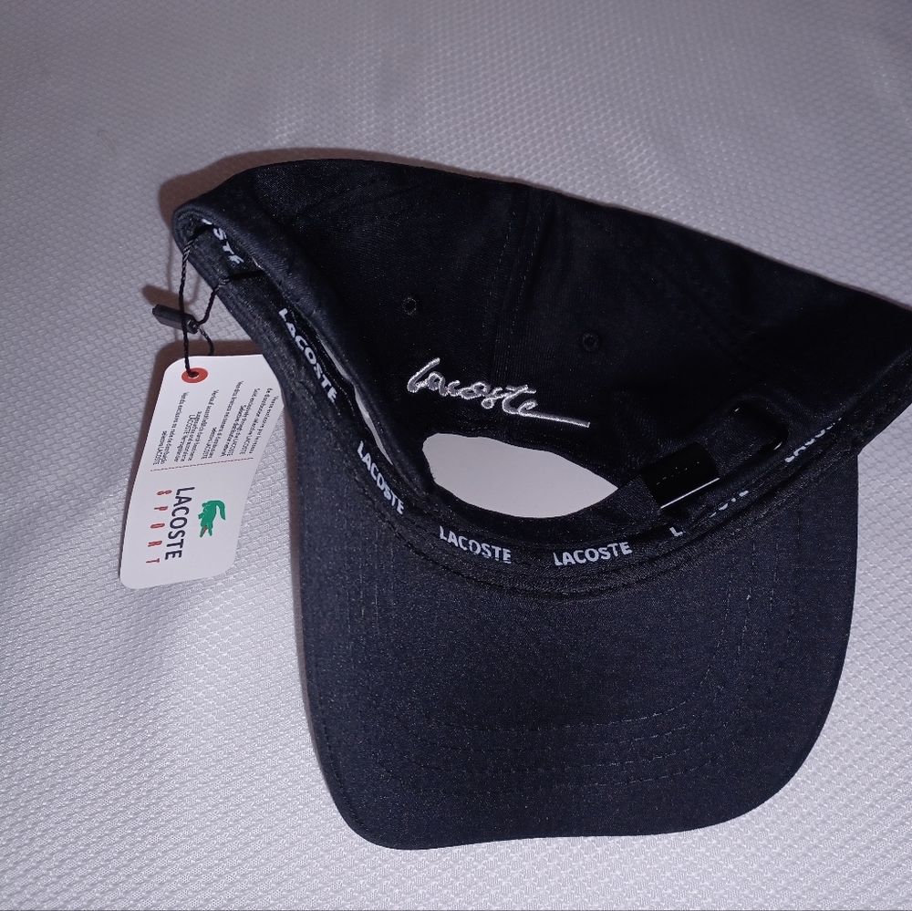 Black Lacoste Solid Cotton Baseball Cap NEW Black Lacoste Hat - Picture 4 of 5